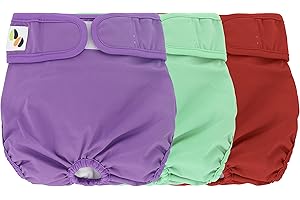 JUMPY MOO'S JM Female Dog Nappies - Highly Absorbent, Breathable Dog Nappy with Microfiber Pad & Waterproof Layer - Dog Period Pants Pack of 3, Washable Large (Fit for 19"- 27" waist) Multicolor