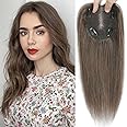 Hair Toppers for Thinning Hair Women Real Hair, Hair Topper for Women Human Hair 12 inch Hair topper Hand-Tied Hair Topper Medium Auburn Brown