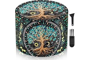 Astriva Grinder Large 63mm, 4-Piece Cool Grinder Metal with 40 Grinding Teeth, Spice Crusher with Pollen Screen for Kitchen Herb (Black, Tree, Sun ＆ Moon Design)