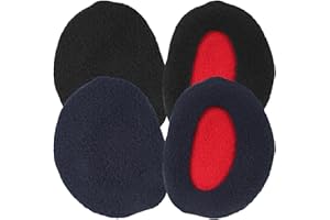 Apausvcm 2 Pairs Bandless Earmuffs, Thick Winter Ear Covers Cold Weather Ear Warmers for Winter Outdoors Unisex, M (Black, Navy blue, suitable for 6-7cm ears)