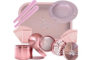 UKGLASS Rolling Tray Bundle Kit - Pink Rolling Tray, Aschenbecher, 4-teilige Tabakmühle, Taschen & Tuben, Raucherzubehör - Tabakzubehör