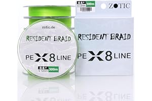 Zotic Resident Braid PE X4/X8, 4-fach/8-fach geflochtene Angelschnur für Baitcaster u. Spinnrute, Profi Angelzubehör, Raubfisch, Angelsehne, 100m 150m 300m, Fishing Line, Angeln