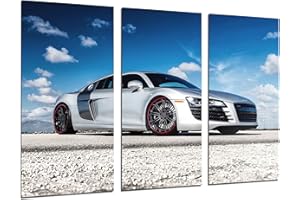 CUADROS CAMARA Tableau Moderne Photographique, Impression sur bois, Audi R8 Voiture de sport, 97 x 62 cm, ref. 26363