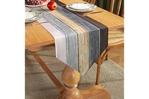 Hanrunsi Tischläufer Modern 40x140cm Grau Rustikal Gestreift Holz Textur Tischläufer für Esszimmer Tisch Party Hochzeitsdekoration Leinen Grau Braun Antik Alter Tischläufer