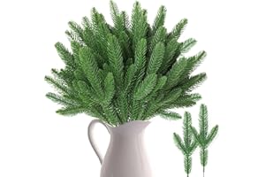 XIMISHOP 50 Stück Künstliche Tannenzweige Weihnachten,Kiefernzweige Tannengirlande Kunststoff Grün Weihnachtsdeko Tannennadeln Kiefernnadel Für Weihnachten Kranz Girlande DIY Basteln Winter Deko
