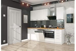 ‎KUECHEN-PREISBOMBE Küche EKO White Basic 240cm weiß Küchenzeile Küchenblock Einbauküche Singleküche