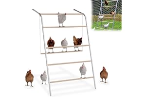 YRHome Échelle et balançoire pour Poules en Bois Naturel - 136 x 105 cm - Perchoirs pour volailles - Accessoires de poulailler - Jeu d'exercice pour Poules de Basse-Cour