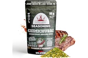 Poppamies Chimichurri BBQ Rub, Dry Marinade & BBQ Seasoning Perfect for Fish, Vegies, Chicken, Pork, Beef - Great in The Grill, Barbecue, Oven, Boiler and Pan - Large Pack (90g)