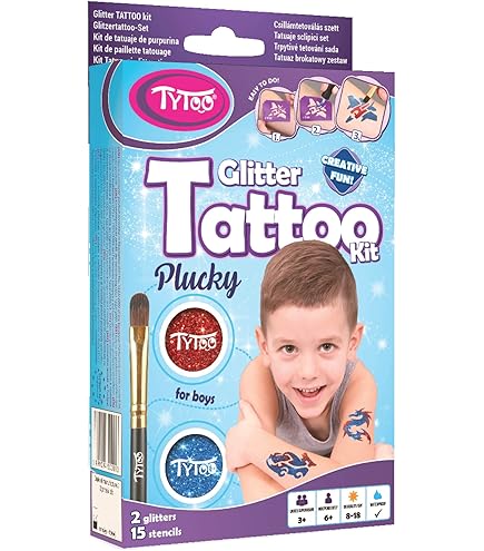 Glitter Tattoo Set for Children, 10 Sheets Children's Tattoos for Girls, Waterproof Children's Tattoos, Temporary Tattoo Stickers, Glitter Tattoos, Children's Set, Gift Set, Children's Birthday Gift