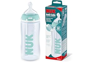 NUK First Choice+ - Biberón anticólicos profesional, 0 – 6 meses, control de temperatura, 300 ml, sin BPA, tetina de silicona