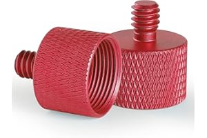 Frgyee 2 Pièces Kit Adaptateur Vis en de Réducteur de Filetage 1/4 à 5/8 Vis Convertisseur en pour Mic Stand,Trépied, Photo Monopode (Red)
