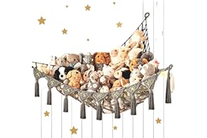 JanYoo Spielzeug Aufbewahrungs Kuscheltier,142x106x106cm Aufbewahrung Netz Kinderzimmer Hängend Spielzeug Organizer Stofftier Hängematte für Kuscheltiere Teddy Eckspielzeug Netz für Schlafzimmer Grau