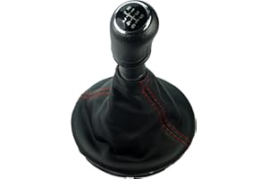 L & P Car Design L&P A262-3 Schaltsack Schaltmanschette Schwarz Rot Schaltknauf 6 Gang kompatibel mit VW T5 Knauf Schaltknopf Rahmen Komplettset Plug Play Ersatzteil für 7H0711113