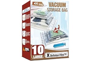HIBAG Vacuum Storage Bags, Space Saver Bags, Combo Set (10 Large), Blue,yellow