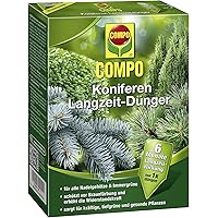 COMPO Koniferen Langzeit-Dünger für alle Arten von Nadelgehölzen und Immergrünen, 6 Monate Langzeitwirkung, 4 kg, 70m²