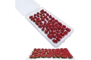 Woohome 53 Pz Ciuffo di Erba Statica, Rosso Albero Modello, Sacchetto Lichene Verde per La Ferrovia del Paesaggio del Treno