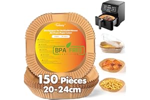 TUSEASY Papier Cuisson Air Fryer, 150 Pièces 20cm Carré Papier Sulfurisé pour Airfryer 5-7L, Antiadhésive Jetable Paper Liner Friteuse Sans Huile Accessoires