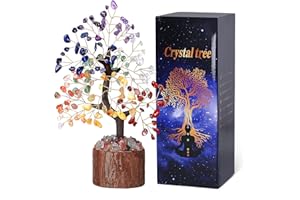 ‎QINJIEJIE QINJIEJIE Chakra Kristallbaum Lebensbaum Feng Shui Geldbaum für Positive Energie, Handgemachte Schreibtisch Deko, Spirituelles Geschenk für Frauen und Männer als Baum des Lebens