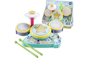 VTech - Batería Musical de Bluey, Juguete Interactivo, Tambores, Bombo y Timbal, Estimula la motricidad, 3 Modos de Juego, Regalo niños +2 años, Versión ESP