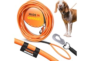 THEMAHUND 50m Schleppleine Hund – leichte Trainingsleine 3–50m mit Handschlaufe | schmal, gummiert & reißfest bis 240 kg | Hundeleine mit 360° Karabiner für Rückruftraining – geeignet für kleine & große Hunde