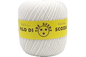 filati italiani Cotone Filo di Scozia 100g Titolo 5-8 - 12-16 (Bianco - 000, 16)