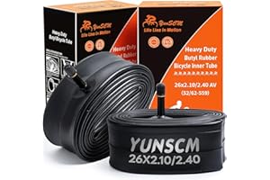 YUNSCM 2PCS 26" Heavy Duty Bike Tubes 26x2.10 26x2.125 26x2.20 26x2.25 26x2.30 26x2.35 26x2.40 ETRTO 52/62-559 AV32mm Schrader Valve 26" Bicycle Inner Tubes Compatible 26x2.1/2.20/2.25/2.35/2.40 Tyre Tube