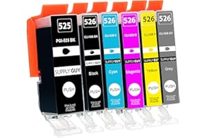 Supply Guy 6 kartridże z czipem kompatybilne z Canon PGI-525 / CLI-526 MG6150 MG6250 MG8150 MG8240 MG8250