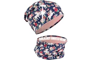HECKBO 360° Zestaw Czapka z Reflektorem dla Dzieci & Komin - 95% Bawełna - miękki & łatwy w pielęgnacji materiał rozciągliwy - Beanie Wiosna Jesień Zima