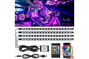 RWSRW Luces LED Coche Interior USB RGB 72 Leds 16 Millones Colores Modo Música Control App Iluminación Ambiental Impermeable Accesorios Auto Luz Interior DC 5V Tiras Luz Decorativa