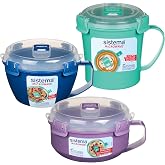 Sistema Microwave Containers | Microwave Soup Cup, Porridge Bowl and Noodle Bowl | Microwave Containers with Steam Release Va