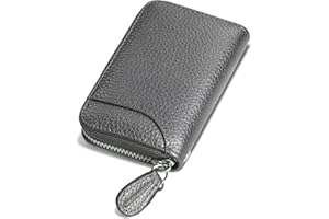 GADIEMKENSD Women Credit Card Holder Small RFID Wallet Zipper for Travel Leather Accordion Wallets Inserts Case Photo Business Cards Organizer Cute Compact Credit Card Slot Cash Slots Dark Gray