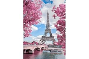 DAERLE 5D DIY Diamond Painting Kit Completo Torre, Ciliegio in fiore Quadro Diamant Painting Fai-da-te, Pittura Diamante Strass Ricamo a Punto Croce Painting per Decorazioni Casa 30x40cm Paesaggio