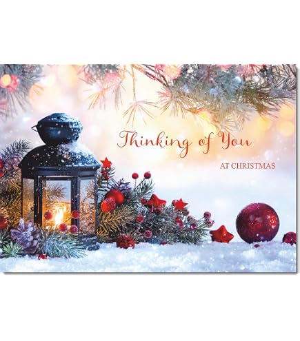 Weihnachtskarte „Thinking Of You At Christmas“ – Mit Silberfolie, Schneeglöckchen & Anemonen