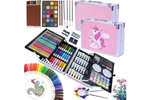 HYDROGELIX® - Maletín de Pinturas Unicornio para Niños y Niñas con Acuarelas y Pintura Acrílica - Set de Arte (145, Rosa Unicornio)
