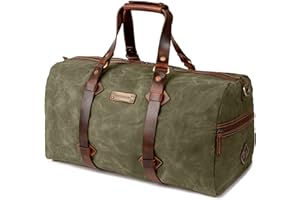DRAKENSBERG Weekender 'Cody' - Bolsa de viaje impermeable de lona encerada y piel, 50 l, Bosque Verde, talla única, Utilidad