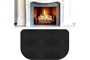 LUFEIS Tappeto Ignifugo per Camino, 102 * 50 CM Tappetino per Camino, Tappeto Focolare Camino per stufa, camino, barbecue e griglia, Protegge i Pavimenti Dalle Scintille, Nero, Mezzo Rotondo