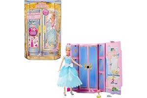 Mattel Disney Księżniczka Kopciuszek Lalka Modne niespodzianki z przyjacielem, 12 niespodziankami-akcesoriami, inspirowana filmem Disneya, prezent dla dzieci, JCR96