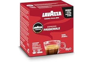 ‎LAVAZZA Lavazza, A Modo Mio Espresso Passionale, 16 Kaffeekapseln, mit Karamell- und Schokoladennoten, 100 % Arabica, Intensität 11/13, Dunkle Röstung, 1 Packung mit 16 Lavazza Kapseln