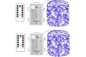 BXROIU 2 x 50LEDs Guirnalda Luces Cadena AA batería 8 programa (Azul)