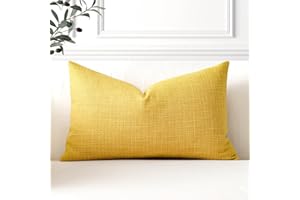 Artscope Juego de 1 Fundas de Cojines Decorativas Cuadradas de Lino 30 x 50 cm para Decoración del Hogar Sofá Dormitorio Coche 12x20 Amarillo