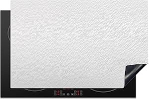 KitchenYeah© Copertura Tappetino Piano Induzione 81x52 cm Cucina Coprifornelli Protezione per Piano Induzione Pelle - Texture - Aspetto pelle - Bianco