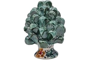sicilia bedda - Pigna Siciliana con Piede Decorato - Modello Maioliche - Ceramica di Caltagirone (Altezza 9 x 6, Verde)