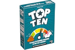 Asmodee - Top Ten - Jeu de Société Hilarant - Jeu d'Ambiance pour Adultes et Enfants dès 14 ans - Jeu de Cartes Drôle - Fous Rires entre Adultes & Ados - 4 à 9 joueurs -30 min - En Français