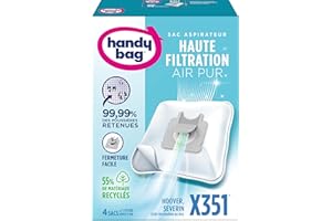Melitta Handy Bag - X351 - 4 Sacs Aspirateurs, pour Aspirateurs Bluesky, Hoover et Severin, Fermeture Hermétique, Filtre Anti-Allergène, Filtre Moteur