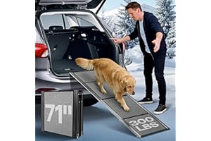 ‎HEALIFTY Healifty Hunderampe, 180x50CM Hunderampe Auto Klappbar, Zusammenklappbare Hundetreppe, Montage in 5s, Leichtem Aluminiumrahmen & Rutschfester Oberfläche, Rampe Hund für 115kg Große Hunde SUV & LKW