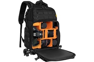 BQKOZFIN Camera Backpack, Waterproof Camera Bag with 15.6" Laptop Compartment, Removable Padded Insert, Large Capacity Photography Backpack for DSLR SLR Canon Nikon Sony Cameras (Black)
