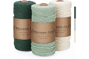 PUWOWYE Corda Macrame 3mm Verde, Set Filo Naturale per Arazzi, Appendini per Piante, Decorazioni Boho, Confezioni Regalo
