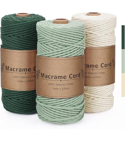 3 mm x 200 m Natuurlijk Wit Macramé Katoengaren voor Boho-decoratie - Doe-het-zelf