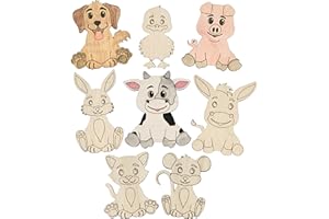 ZUKLA Holztiere zum Bemalen - Montessori Holz Basteln Kinder ab 3 Jahren für Mädchen, Junge - Holz Tiere Figuren zum Bemalen Kinder - Holz zum Basteln - Kindergeburtstag Geschenk - 8-Teile Bauernhof