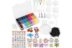 Yulado Bügelperlen Set Für Kinder, 7300 Stück Steckperlen maxi set ab 3 jahre Mädchen Jungen, mit Aufbewahrungsbox, Bügelperlen Platten, DIY Gestalten von Schmuck, Deko, 3d Geschenk Bastelideen